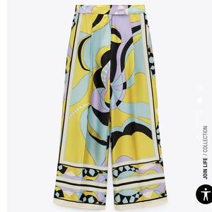 ZARA PRINTED WIDE LEG PANTS